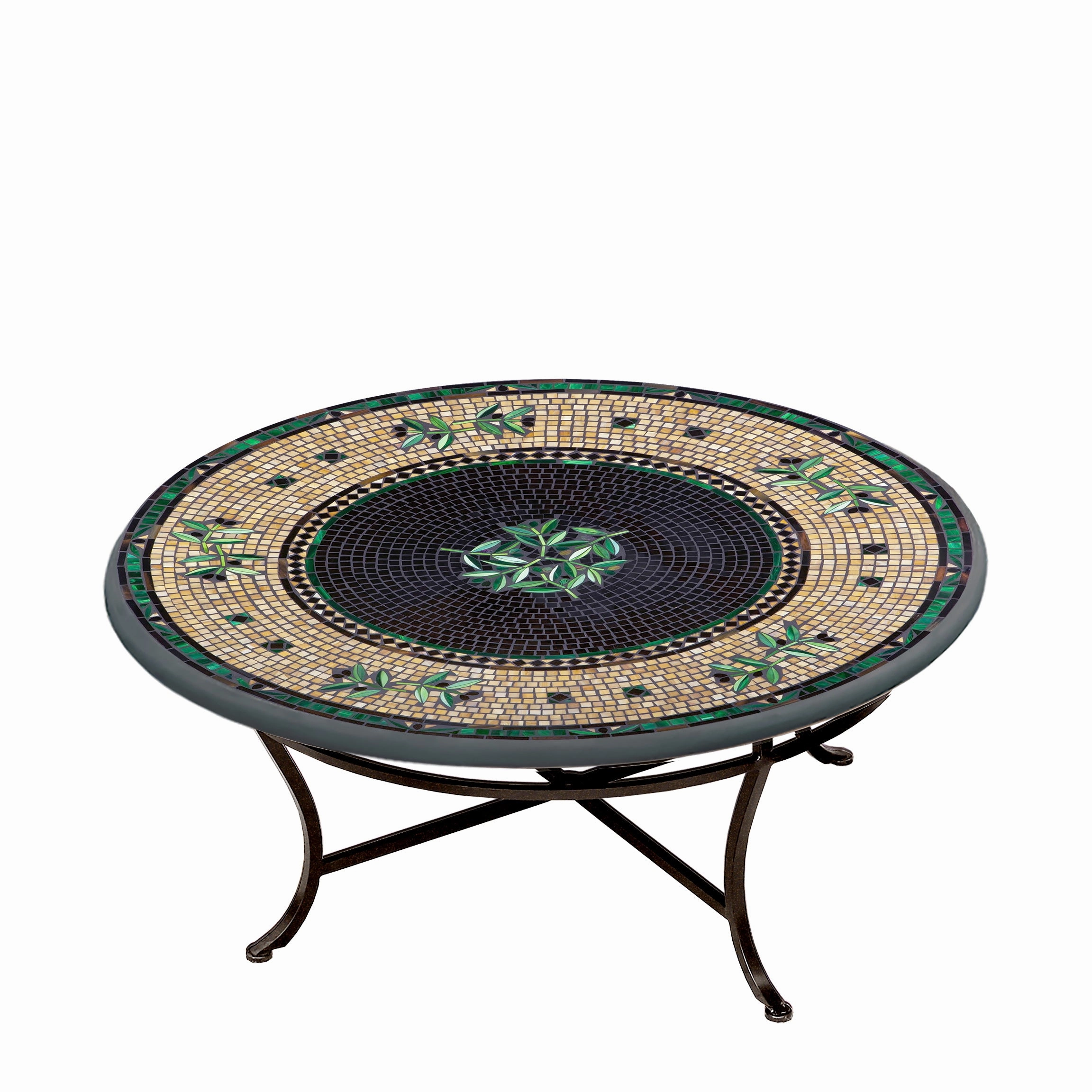 42" Round Mosaic Stone Top Coffee Table