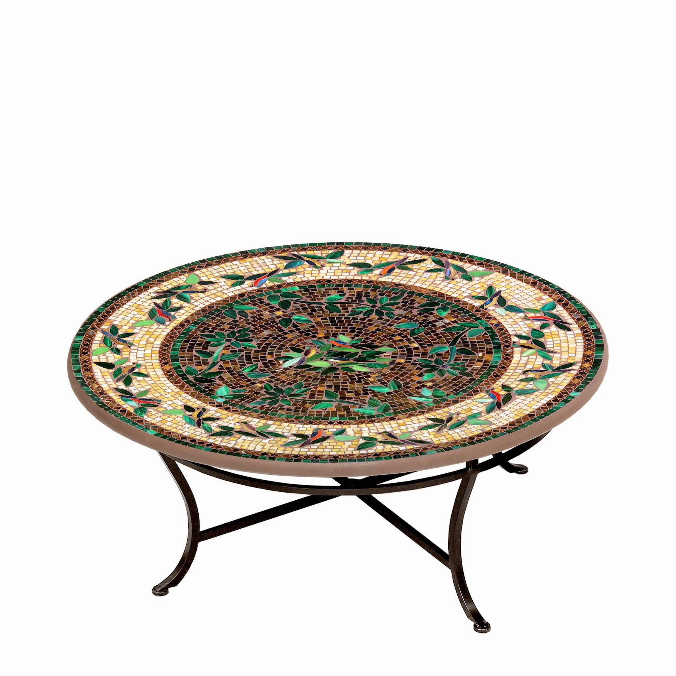 42" Round Mosaic Stone Top Coffee Table