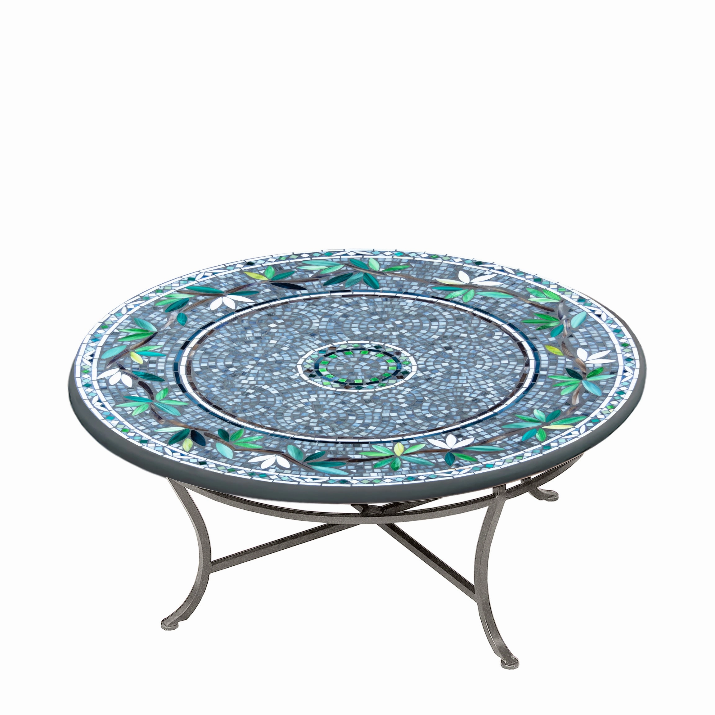 42" Round Mosaic Stone Top Coffee Table