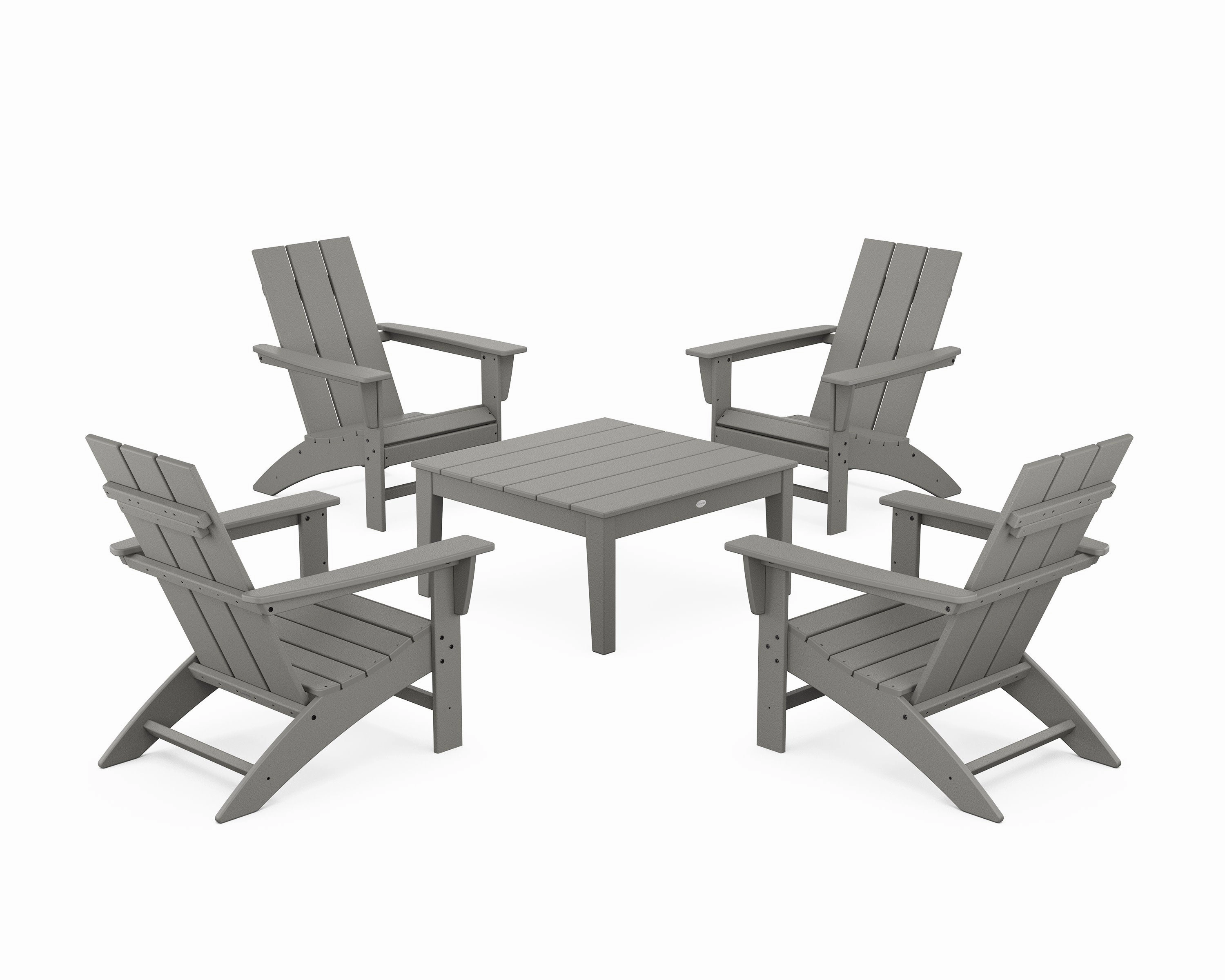 5-Piece Modern Adirondack Chair Conversation Set with 36" Conversation Tableoutdoor patio dining furniture set