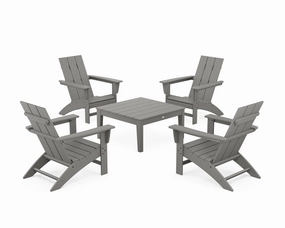 5-Piece Modern Adirondack Chair Conversation Set with 36" Conversation Tableoutdoor patio dining furniture set