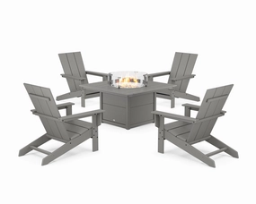 5-Piece Modern Studio Adirondack Conversation Set with Fire Pit Tableoutdoor patio dining furniture set