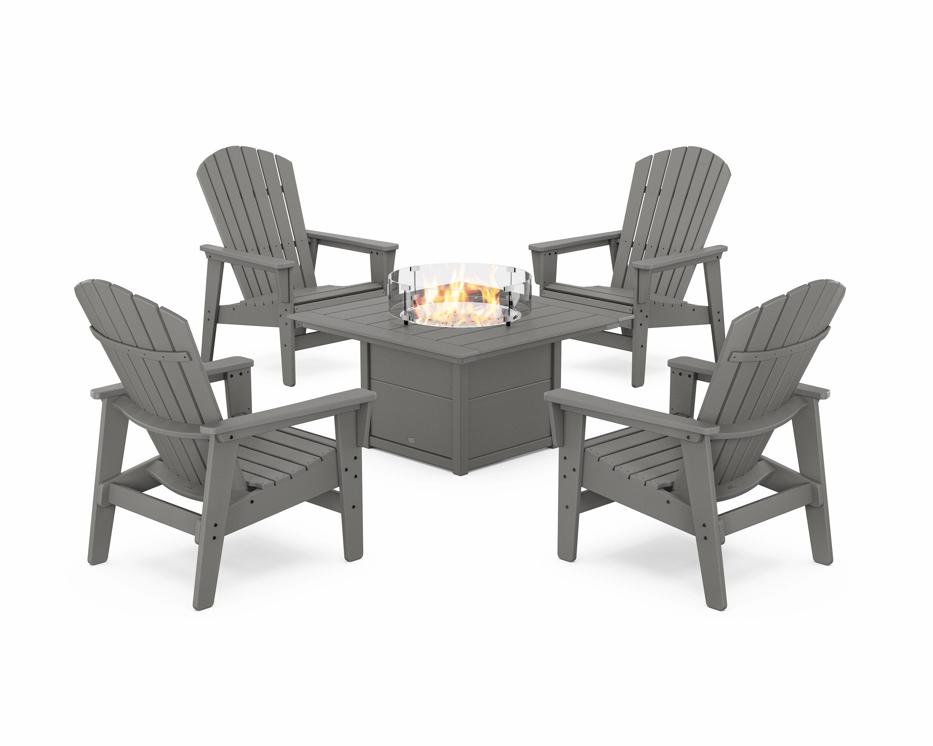 5-Piece Nautical Grand Upright Adirondack Conversation Set with Fire Pit Tableoutdoor patio dining furniture set
