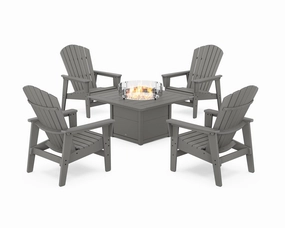 5-Piece Nautical Grand Upright Adirondack Conversation Set with Fire Pit Tableoutdoor patio dining furniture set