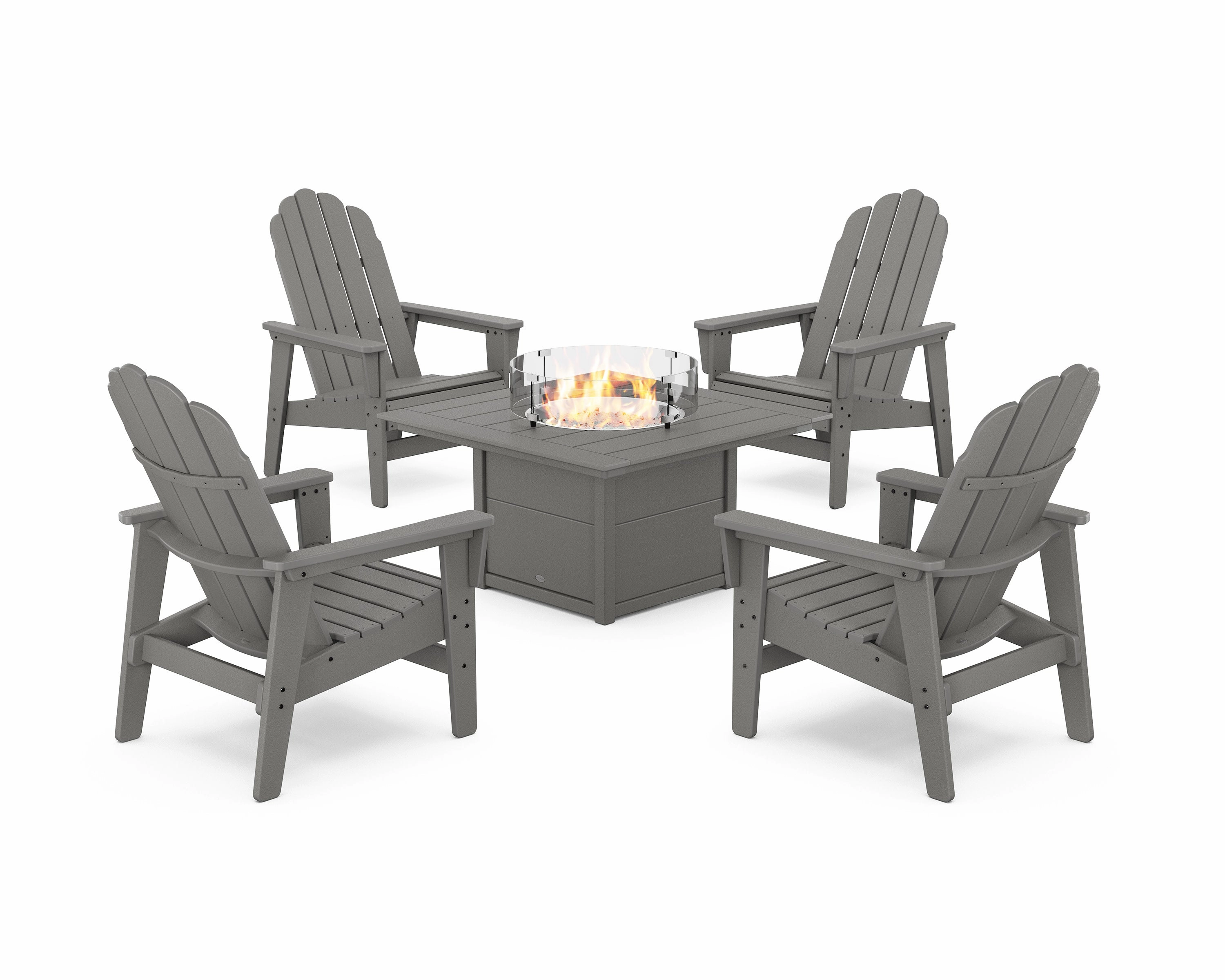 5-Piece Vineyard Grand Upright Adirondack Conversation Set with Fire Pit Tableoutdoor patio dining furniture set