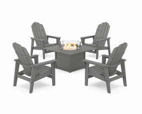 5-Piece Vineyard Grand Upright Adirondack Conversation Set with Fire Pit Tableoutdoor patio dining furniture set