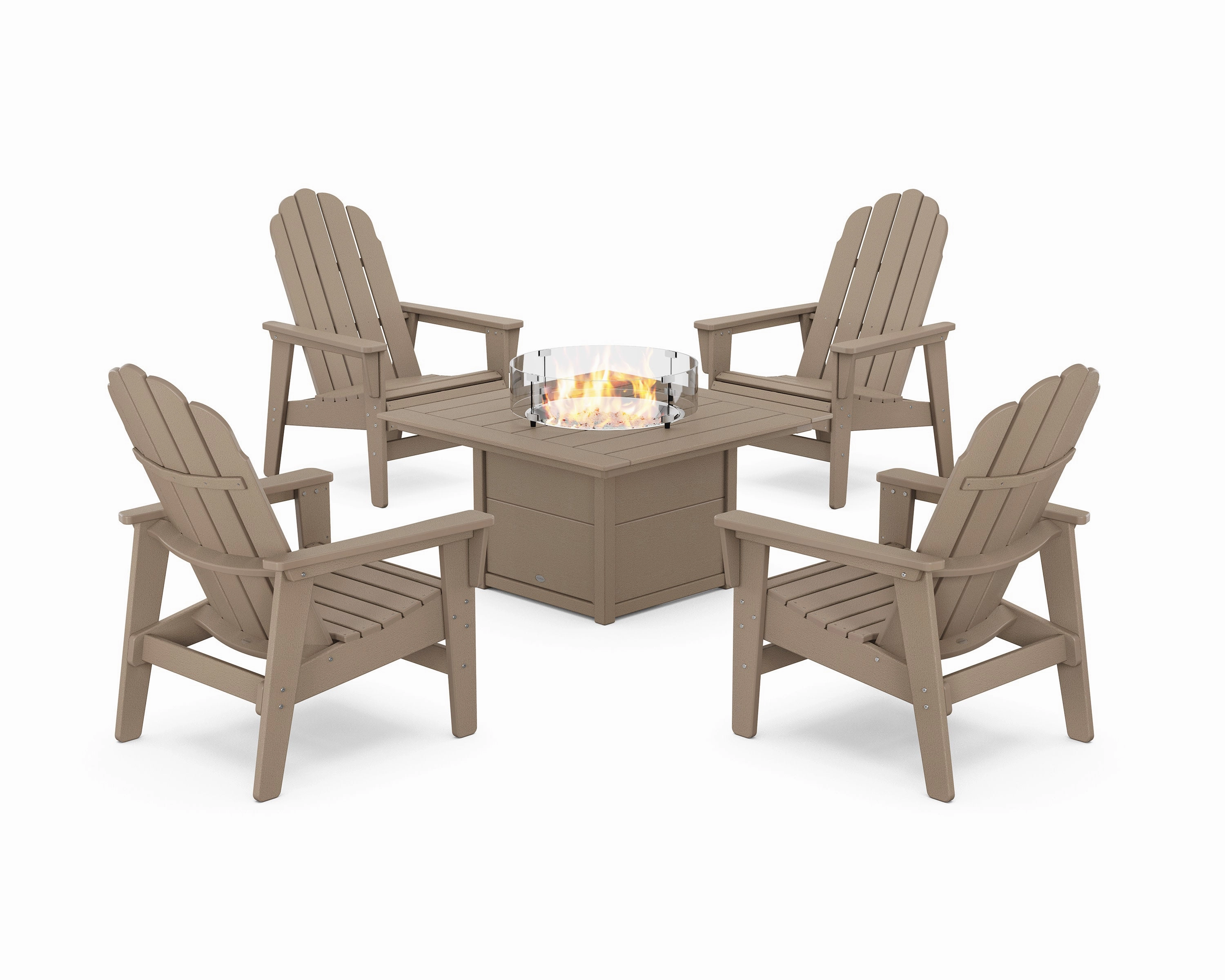 5-Piece Vineyard Grand Upright Adirondack Conversation Set with Fire Pit Table