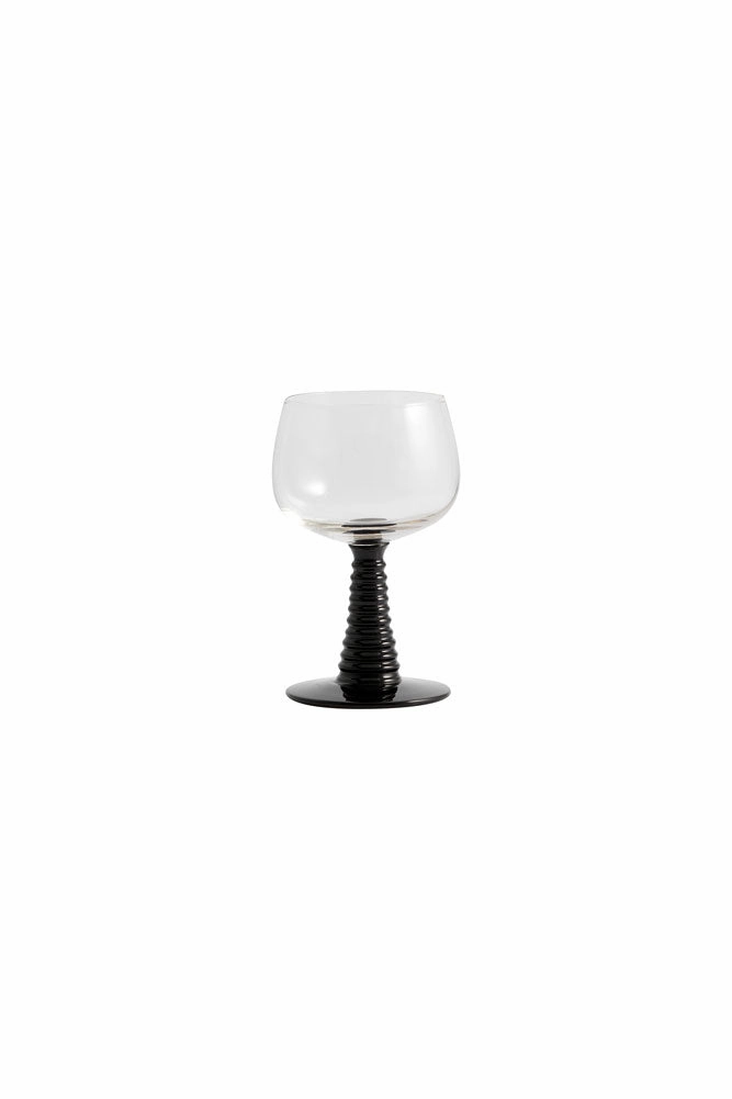 70s French Style Wine Glass In Black
