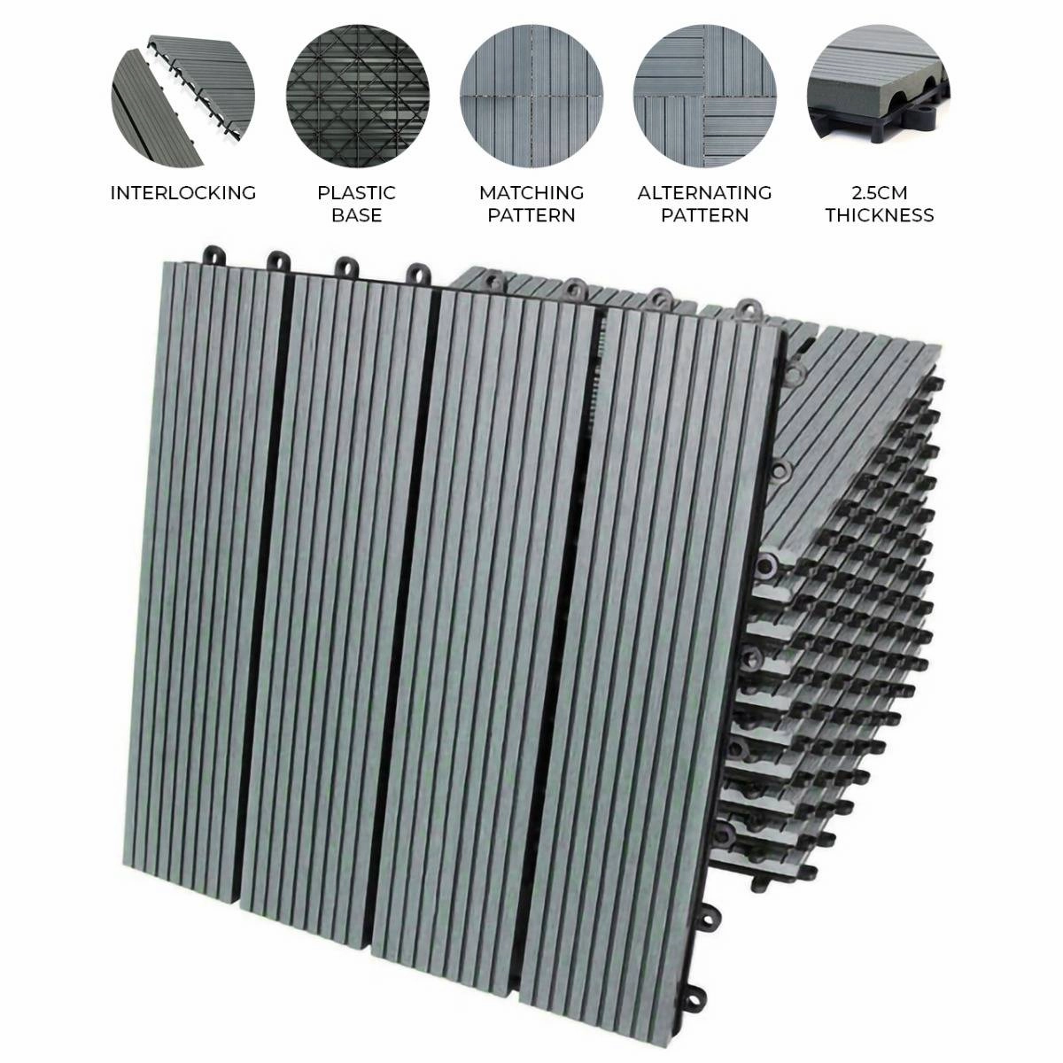 99 x WPC Decking Floor Tiles 30x30cm 9 SQM - Greyoutdoor patio furniture set