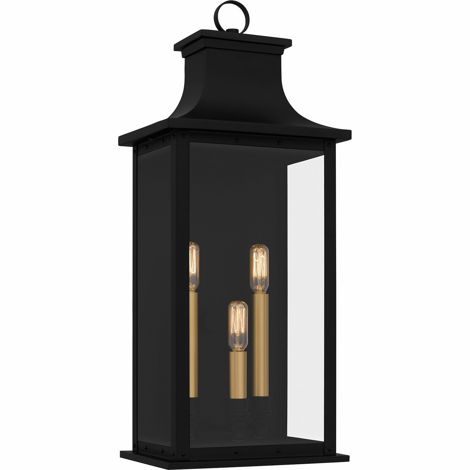 Abernathy Three Light Outdoor Wall Mount Matte BlackOutdoor wall sconces with motion sensor