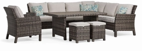 Acadia 6-Piece Outdoor Banquette Set - Grey, Beigeoutdoor patio furniture set