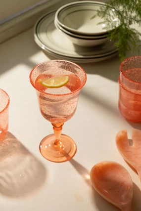 Acrylic Coral Pink Picnic Wine Glassoutdoor patio dining furniture set