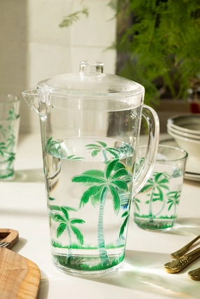 Acrylic Green Palm Tree Picnic Jugoutdoor patio dining furniture set