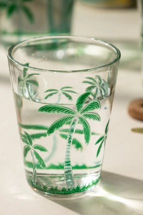 Acrylic Green Palm Tree Picnic Tumbleroutdoor patio dining furniture set