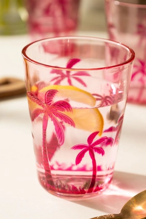 Acrylic Pink Palm Tree Picnic Tumbleroutdoor patio dining furniture set
