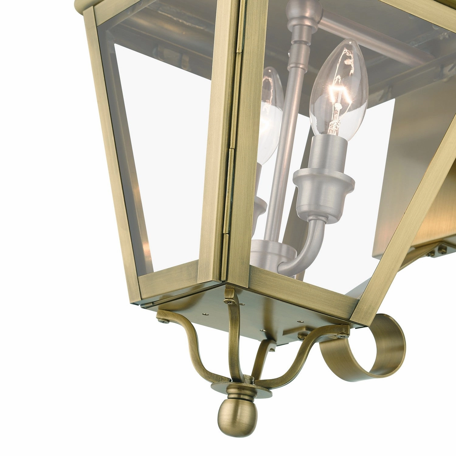 Adams Two Light Outdoor Wall Lantern Antique Brass with Brushed Nickel