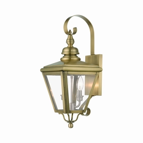 Adams Two Light Outdoor Wall Lantern Antique Brass with Brushed NickelOutdoor wall sconces with motion sensor