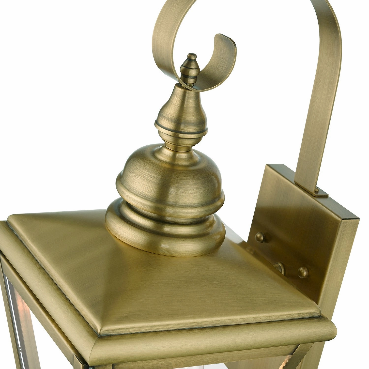Adams Two Light Outdoor Wall Lantern Antique Brass with Brushed Nickel