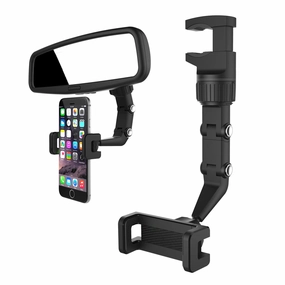 Best Price Today Adjustable Car Rearview Mirror Phone Mount | Black Universal Holder