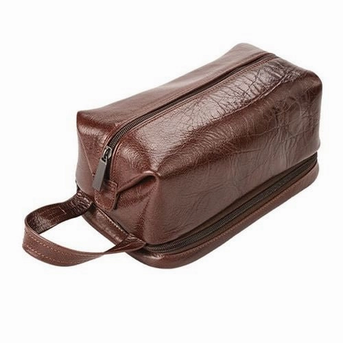 Limited Stock Alert Adpel Italian Leather Toiletry Bag | Brown