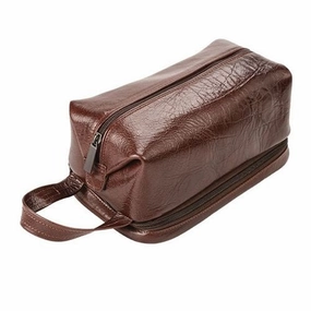 Limited Stock Alert Adpel Italian Leather Toiletry Bag | Brown