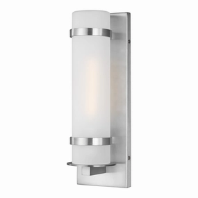 Alban One Light Outdoor Wall Lantern Satin AluminumOutdoor wall sconces with motion sensor