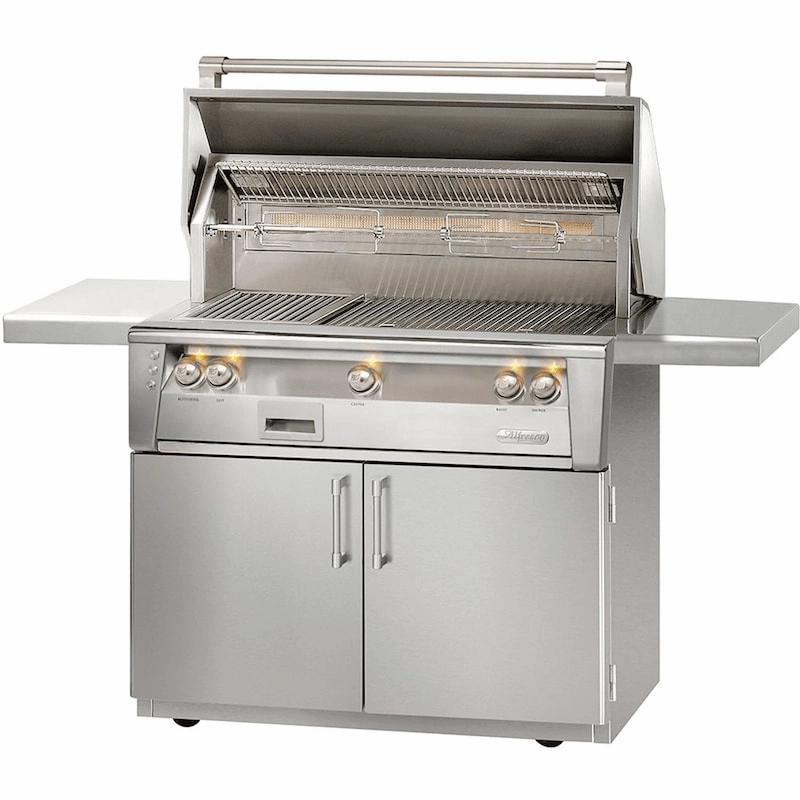 Alfresco ALXE 42-Inch Freestanding Gas Grill With Sear Zone And Rotisserie compact BBQ grill for small spaces