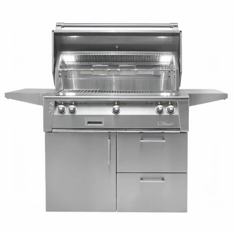 Alfresco ALXE 42-Inch Gas Grill on Deluxe Cart With Sear Burner And Rotisserie