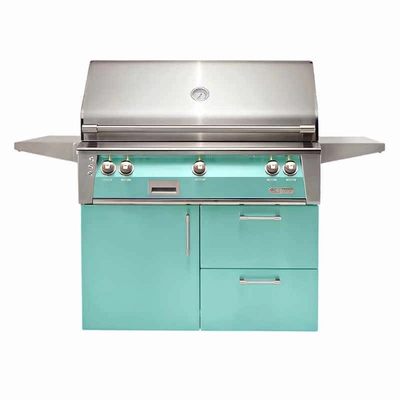 Alfresco ALXE 42-Inch Gas Grill on Deluxe Cart With Sear Burner And Rotisserie