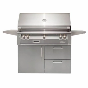 Alfresco ALXE 42-Inch Gas Grill on Deluxe Cart With Sear Burner And Rotisserie compact BBQ grill for small spaces