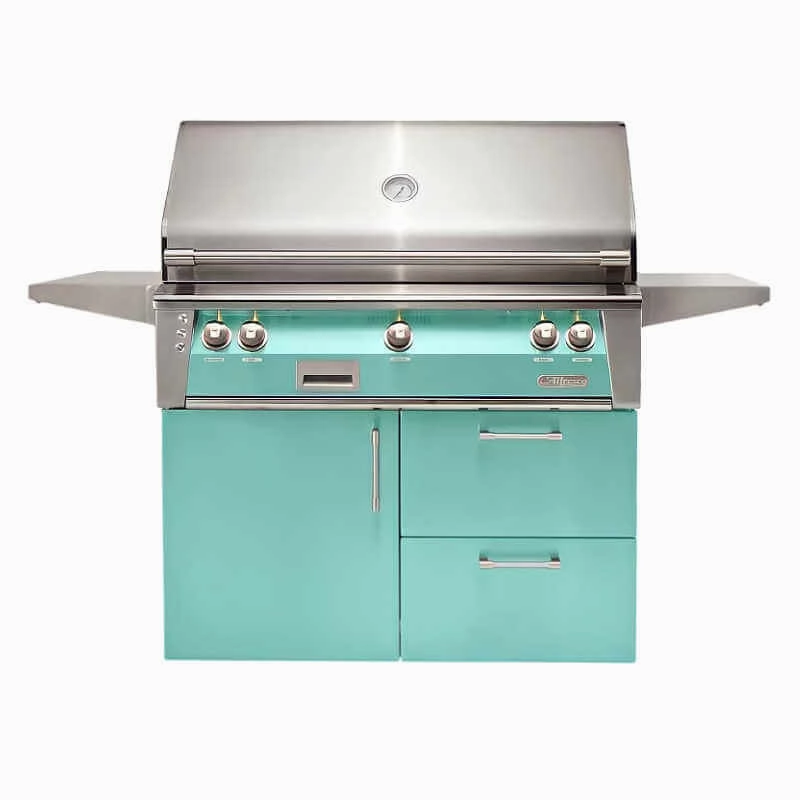 Alfresco ALXE 42-Inch Gas Grill on Deluxe Cart With Sear Burner And Rotisserie
