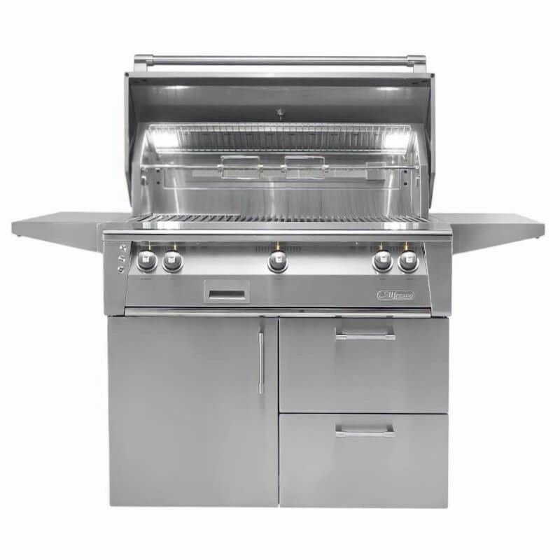 Alfresco ALXE 42-Inch Gas Grill on Deluxe Cart With Sear Burner And Rotisserie