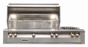Alfresco ALXE 56-Inch Built-In Gas Deluxe Grill With Rotisserie And Side Burner ALXE-56 compact BBQ grill for small spaces
