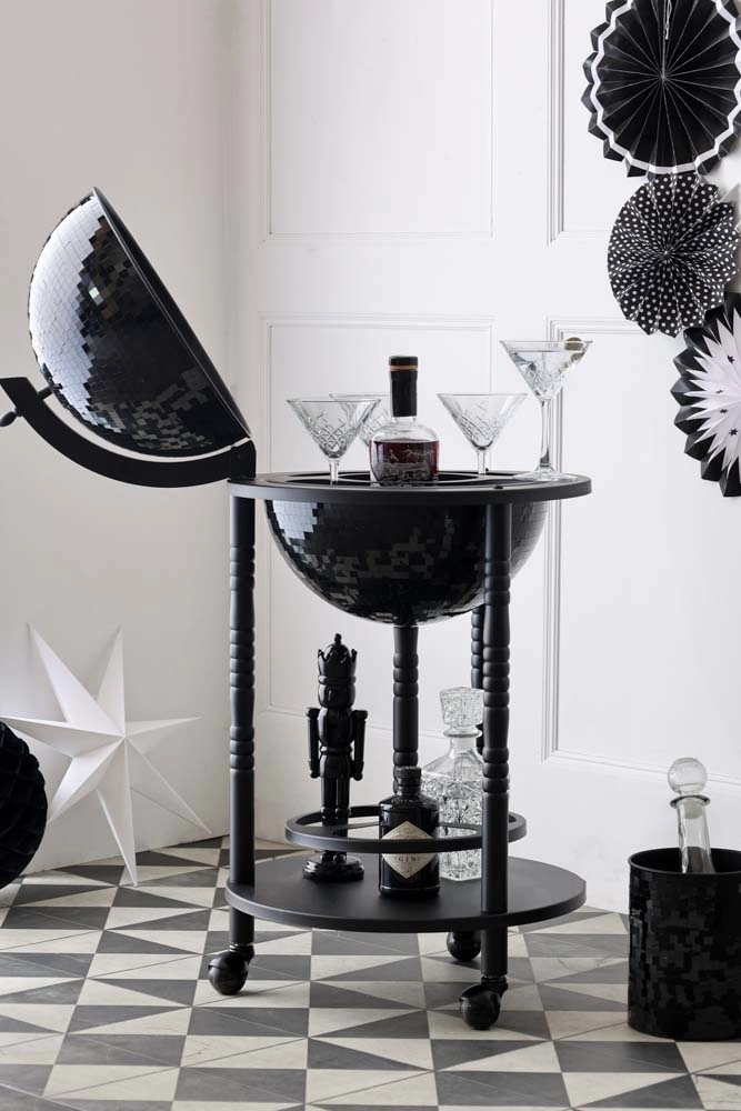 All-Black Disco Ball Drinks Trolley Cart