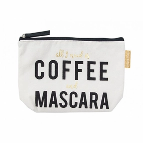 All I Need Is Coffee & Mascara Canvas Cosmetic Bag Todays Hot Savings