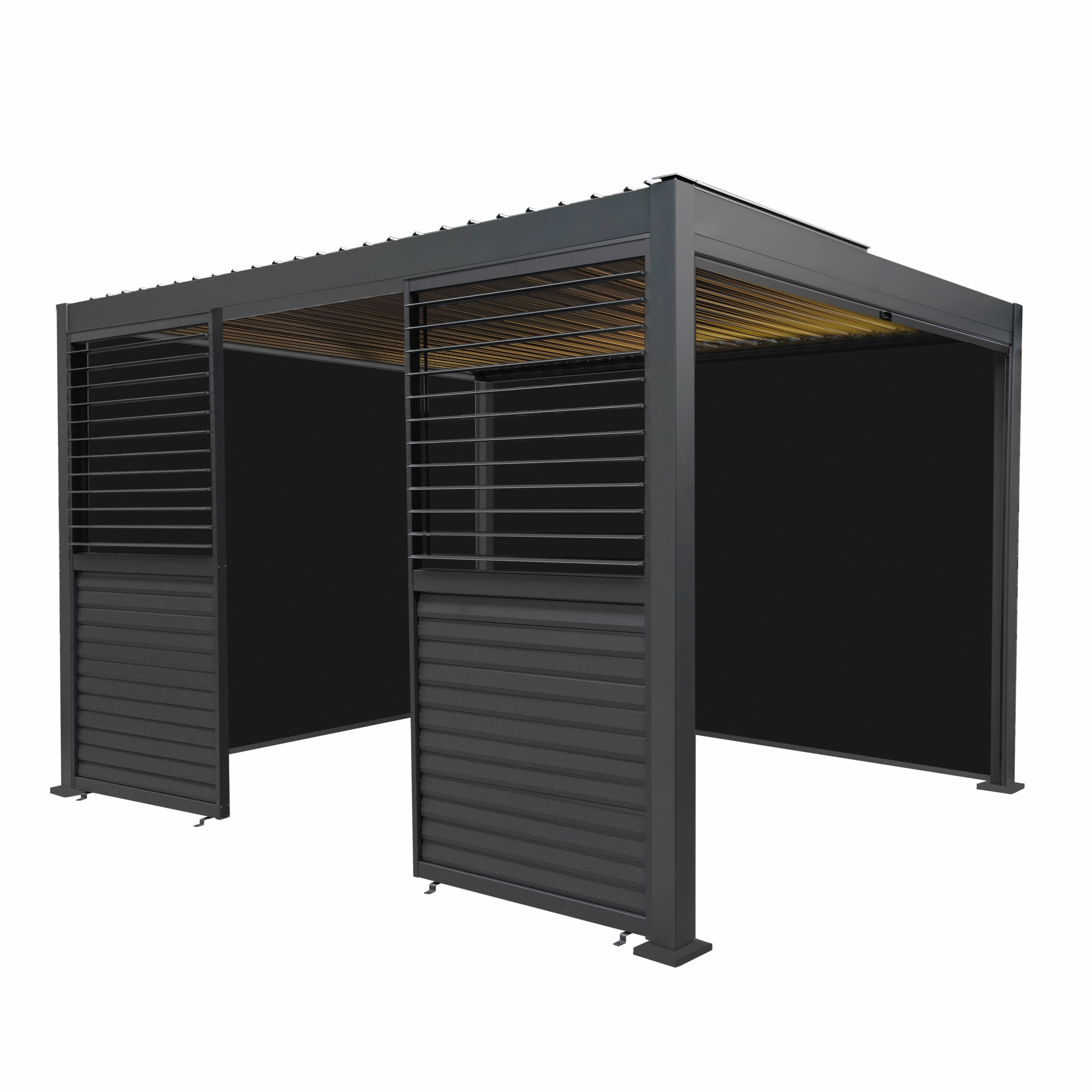 Aluminium Pergola With Anthracite Blinds, 2 x Side Panels & LED Lights - 3m x 4moutdoor patio furniture set