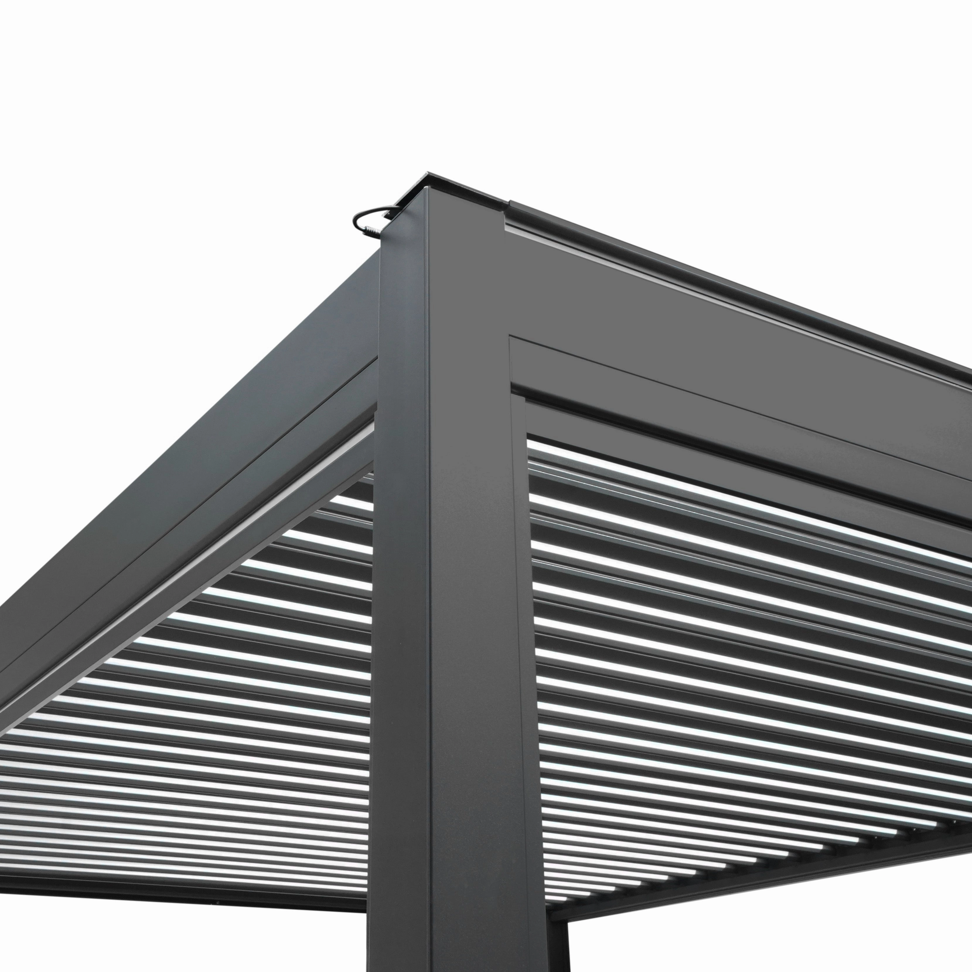 Aluminium Pergola With Anthracite Blinds, 2 x Side Panels & LED Lights - 3m x 4m