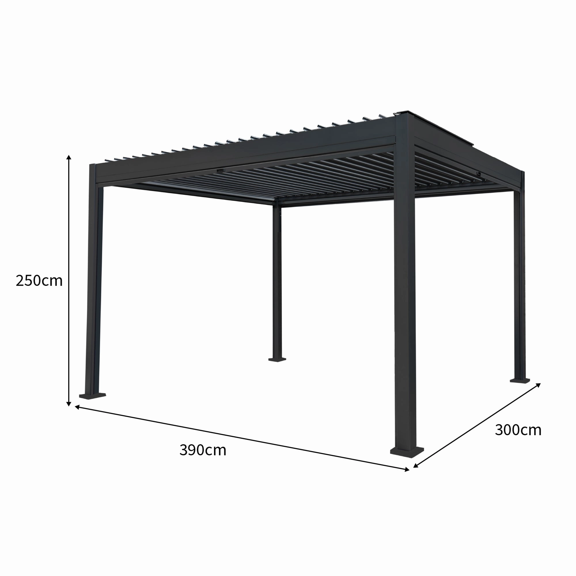 Aluminium Pergola With Anthracite Blinds - 3m x 4m