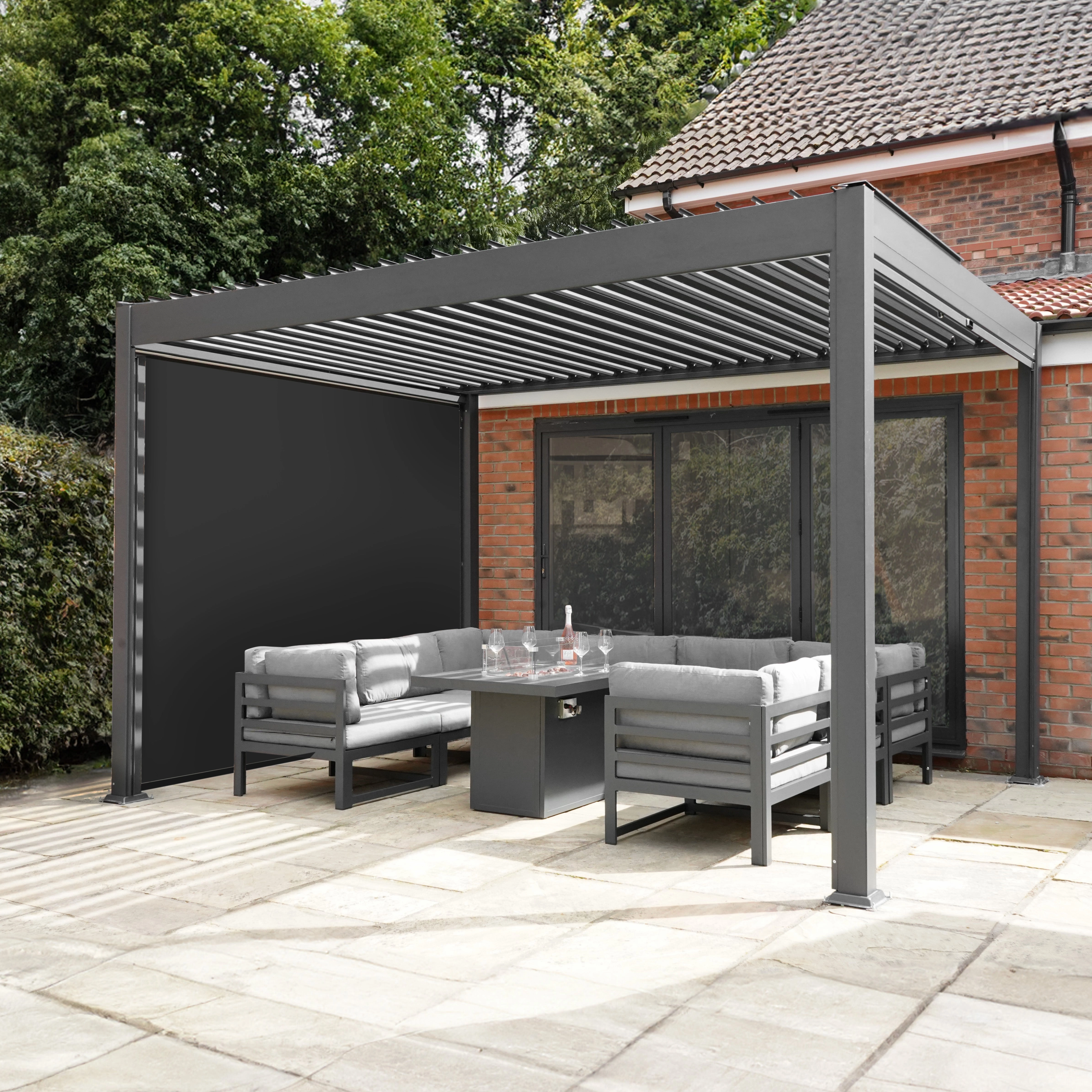 Aluminium Pergola With Anthracite Blinds - 3m x 4m