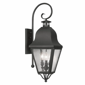 Amwell Three Light Outdoor Wall Lantern BlackOutdoor wall sconces with motion sensor