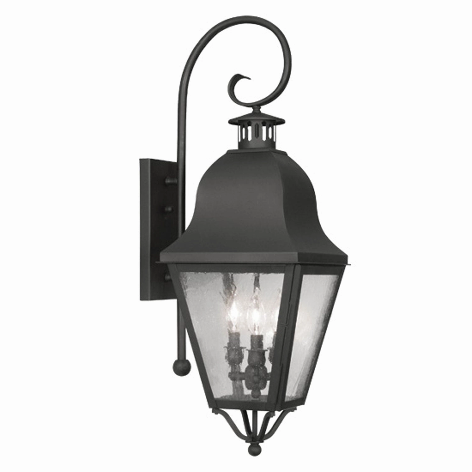 Amwell Three Light Outdoor Wall Lantern BlackOutdoor wall sconces with motion sensor