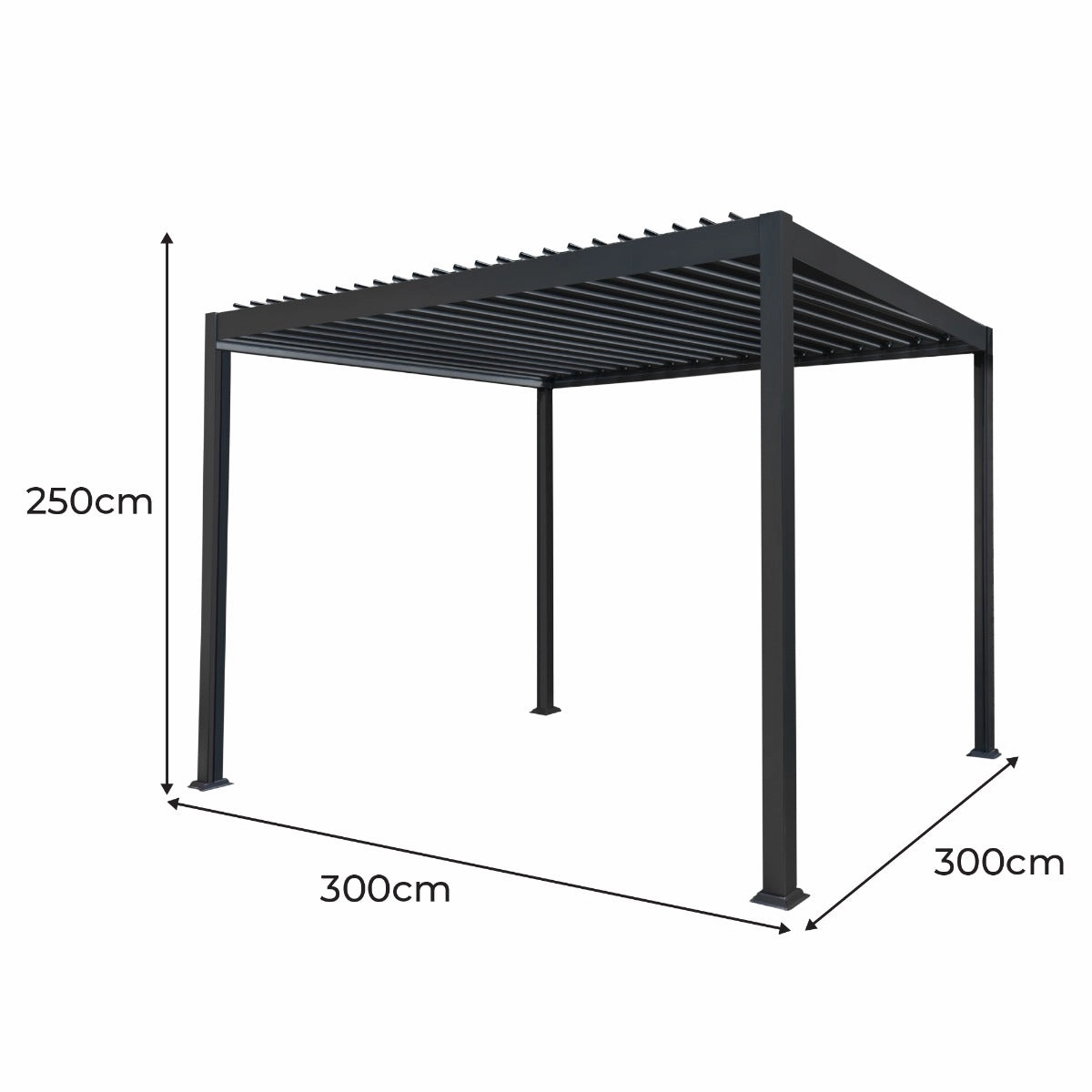 Anthracite Aluminium Pergola 3m x 3m