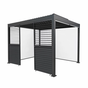 Anthracite Aluminium Pergola With White Blinds & 2 Shutter Panels - 3m x 3moutdoor patio furniture set