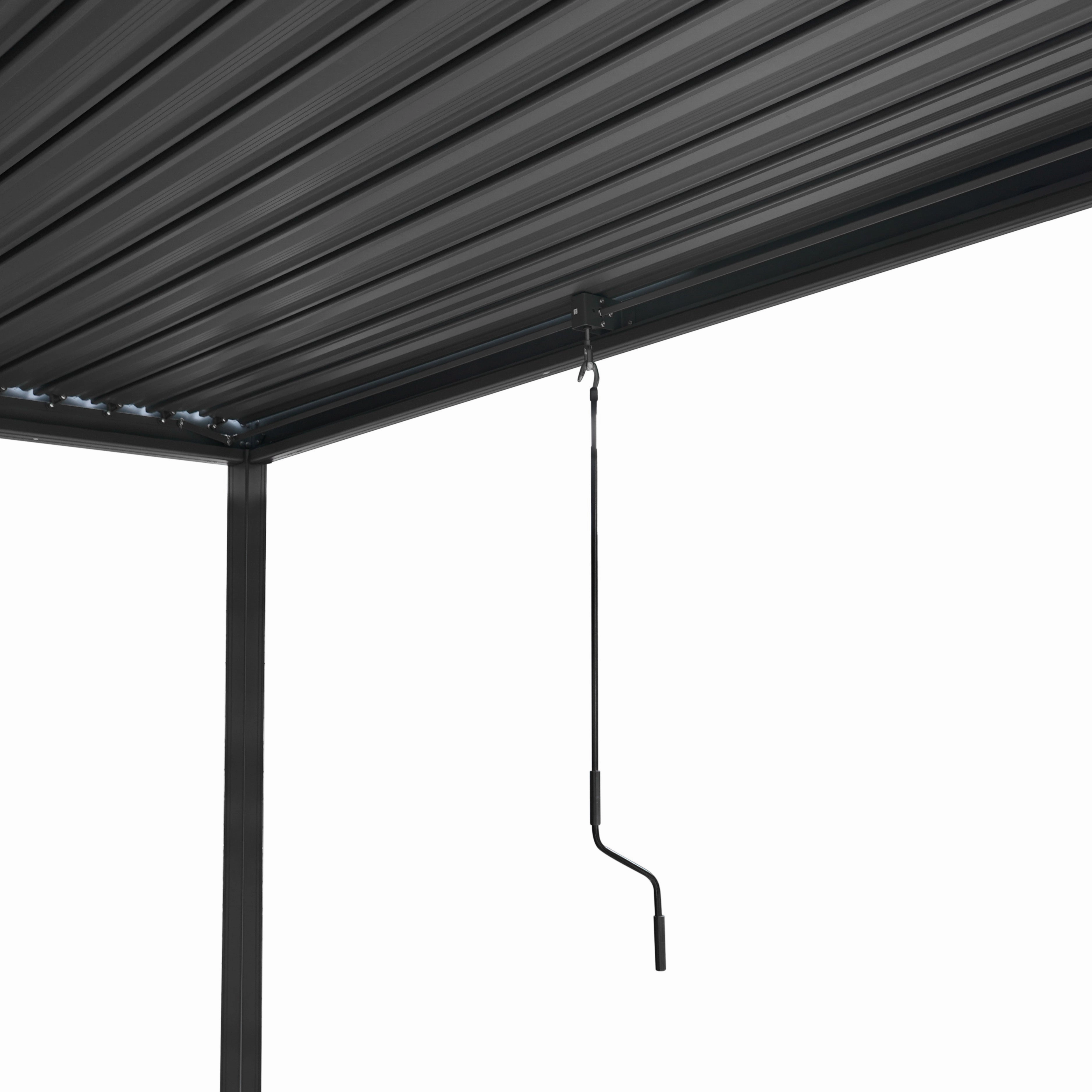 Anthracite Aluminium Pergola With White Blinds & 2 Shutter Panels - 3m x 3m
