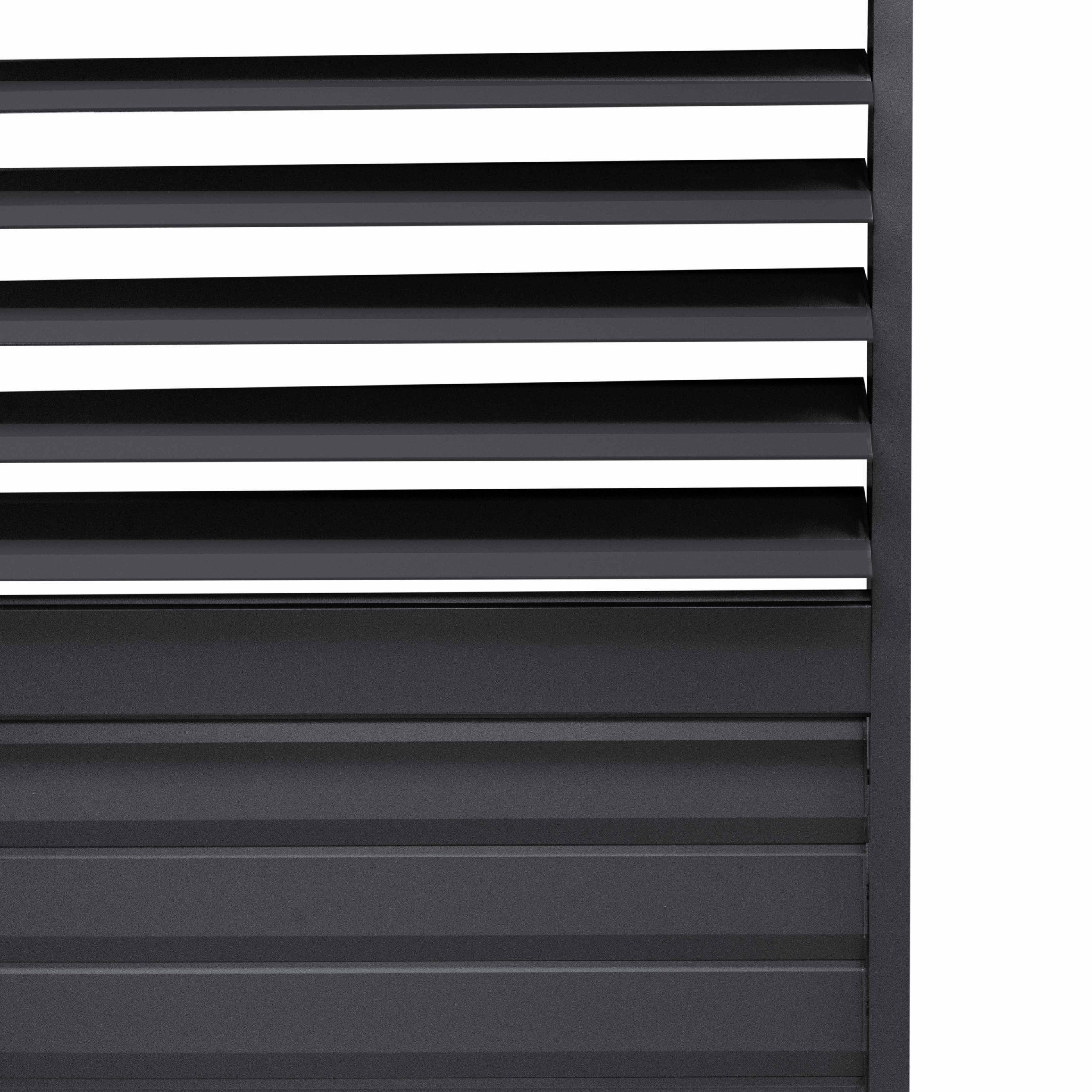 Anthracite Aluminium Pergola With White Blinds & 2 Shutter Panels - 3m x 3m