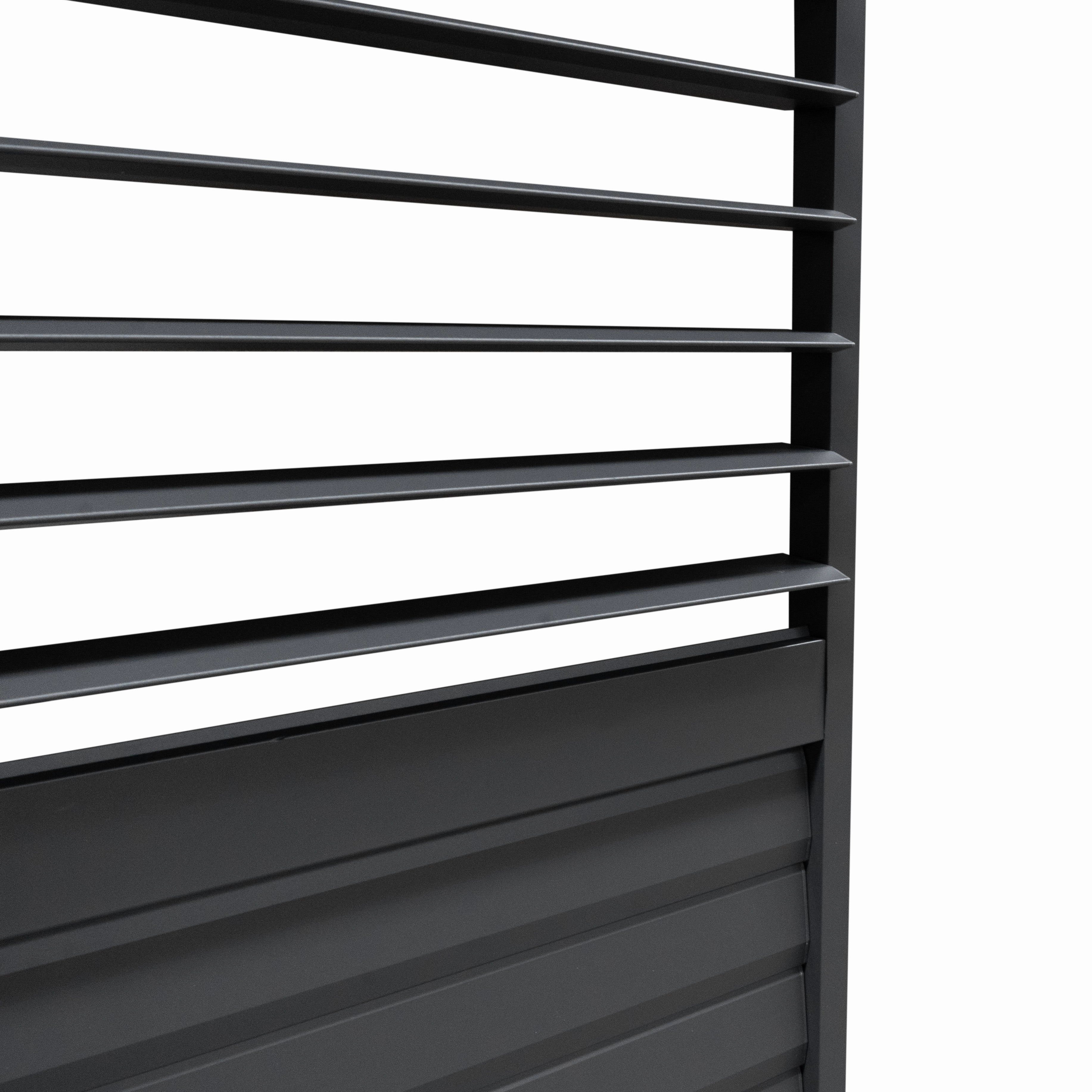 Anthracite Aluminium Pergola With White Blinds & 2 Shutter Panels - 3m x 3m