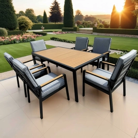 Antigua - 6 Seat Rectangular Dining Set In Grey Aluminium With Wood Effectaluminum alloy outdoor sofa set