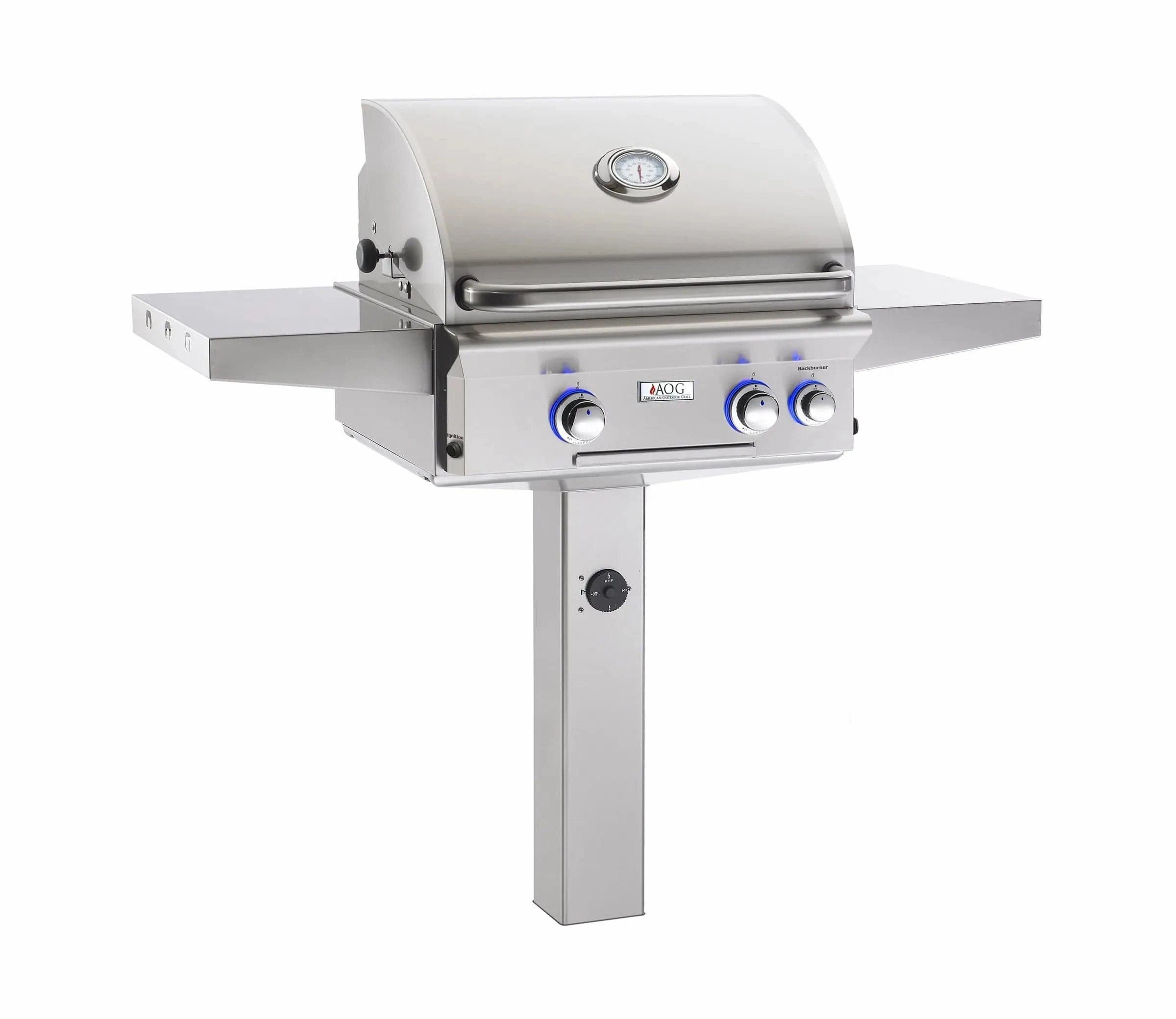 AOG  American Outdoor Grill L Series 24" In-Ground Post Mount Grill 24NGL compact BBQ grill for small spaces