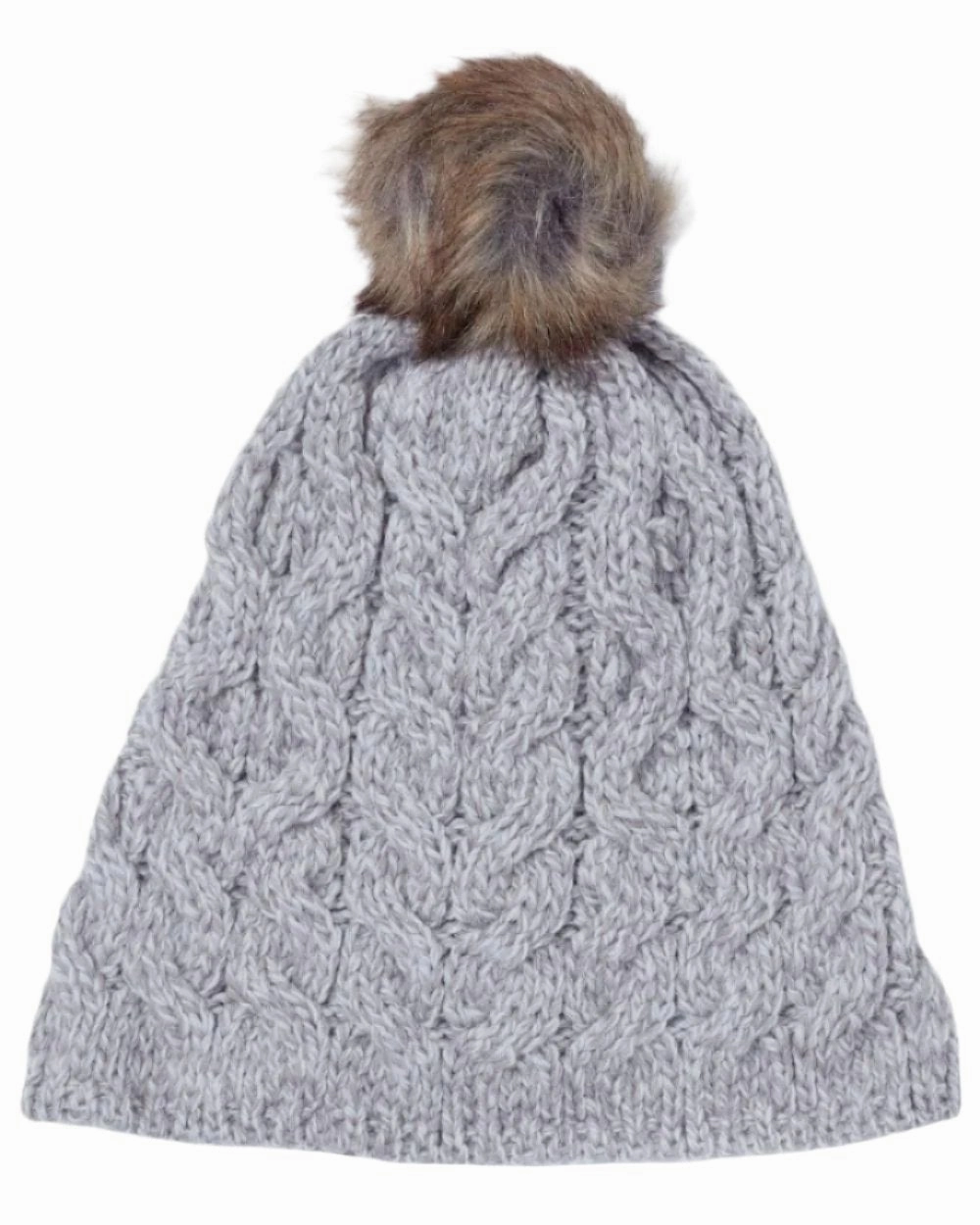 Aran Knitted Faux Fur Bobble Hat Gift Ideas Galore Today Only Discount