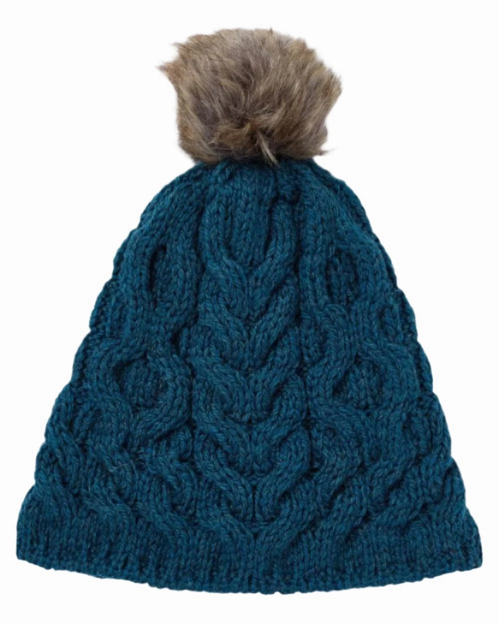 Shop Hot Deals Mega Online Discount Aran Knitted Faux Fur Bobble Hat